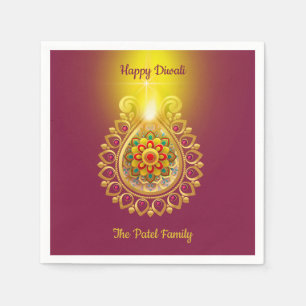Serviette En Papier Purple Happy Diwali