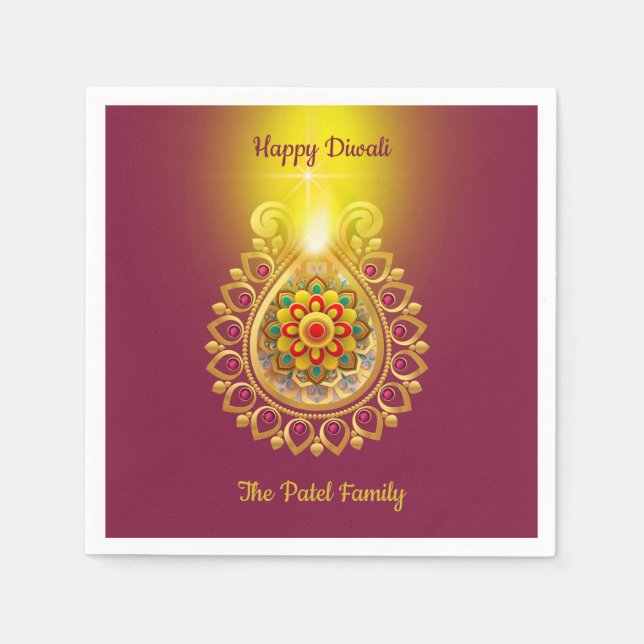 Serviette En Papier Purple Happy Diwali (Devant)