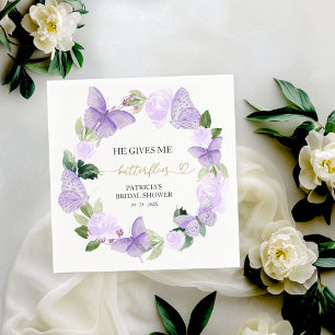 Serviette En Papier Purple Il Me Donne Des Papillons Baby Shower Marié