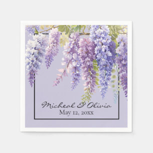 Serviette En Papier Purple lavande aquarelle glycine florale lilas