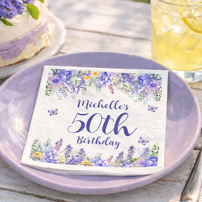 Serviette En Papier Purple Lavender Floral Garden Party 50th Birthday (Celebrate any age with a garden party!)