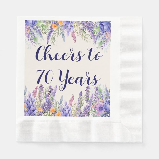 Serviette En Papier Purple Lavender Floral Garden Party 70th Birthday (Devant)