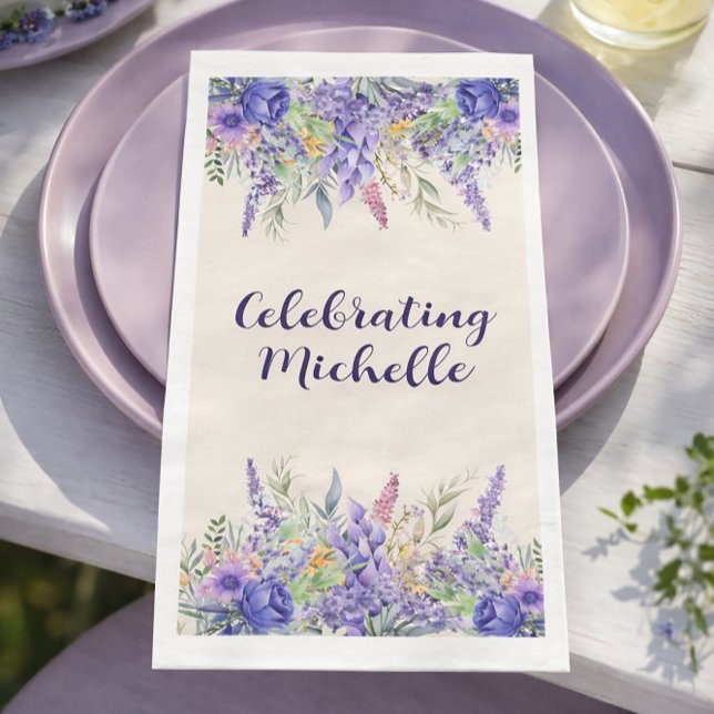 Serviette En Papier Purple Lavender Floral Garden Party Name (Host a birthday garden party!)