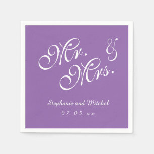 Serviette En Papier Purple, M. et Mme.   Papier mariage