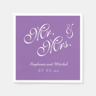 Serviette En Papier Purple, M. et Mme. | Papier mariage