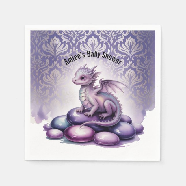 Serviette En Papier Purple Magical Dragon Baby Shower (Devant)
