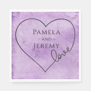 Serviette En Papier Purple Mariage Heart Lavender Aimer Aquarelle