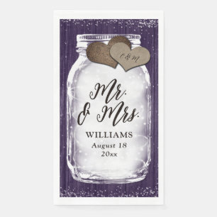 Serviette En Papier Purple Mason Jar Barn Wood M & Mme Mariage