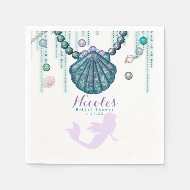 Serviette En Papier Purple Mermaid Beach Bling Anniversaire fête Perso (Devant)