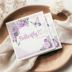 Serviette En Papier Purple mignon un petit baby shower de fille papill