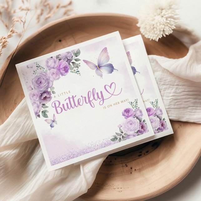 Serviette En Papier Purple mignon un petit baby shower de fille papill (Créateur téléchargé)