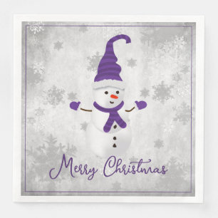 Serviette En Papier Purple mou Snowman Papier de vacances Napkin