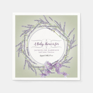 Serviette En Papier Purple n Sage Baby shower aquarelle Lavender Art
