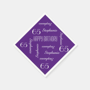 Serviette En Papier Purple Napkin, 65e anniversaire fête des noms ré