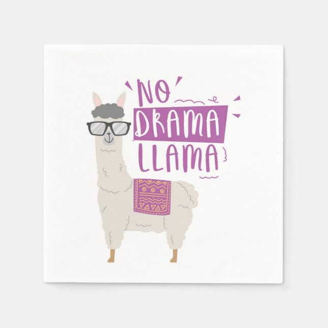Serviette En Papier Purple No Drama Llama (Devant)