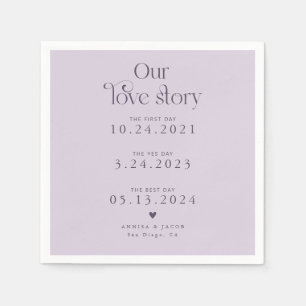 Serviette En Papier Purple Notre Histoire D'Amour Mariage Rétro Napkin
