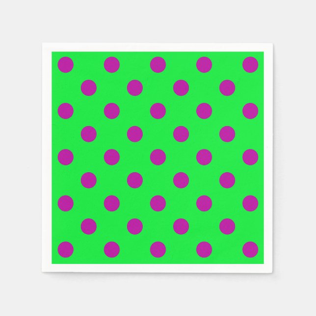 Serviette En Papier Purple On Green Polka Dots Pattern Design  (Devant)