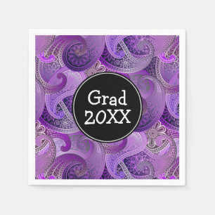 Serviette En Papier Purple Paisley Motif