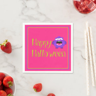 Serviette En Papier Purple Petit Monstre Halloween Enfants Amusants