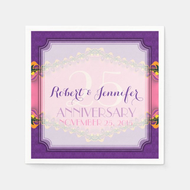 Serviette En Papier Purple Pink Fairytale Fractal Lace Paper Napkins (Devant)