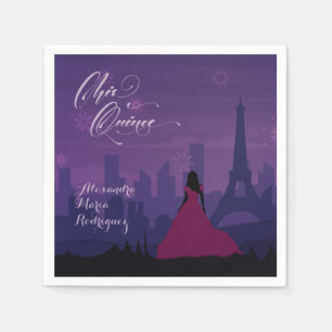 Serviette En Papier Purple Pink Paris Fireworks Quinceañera