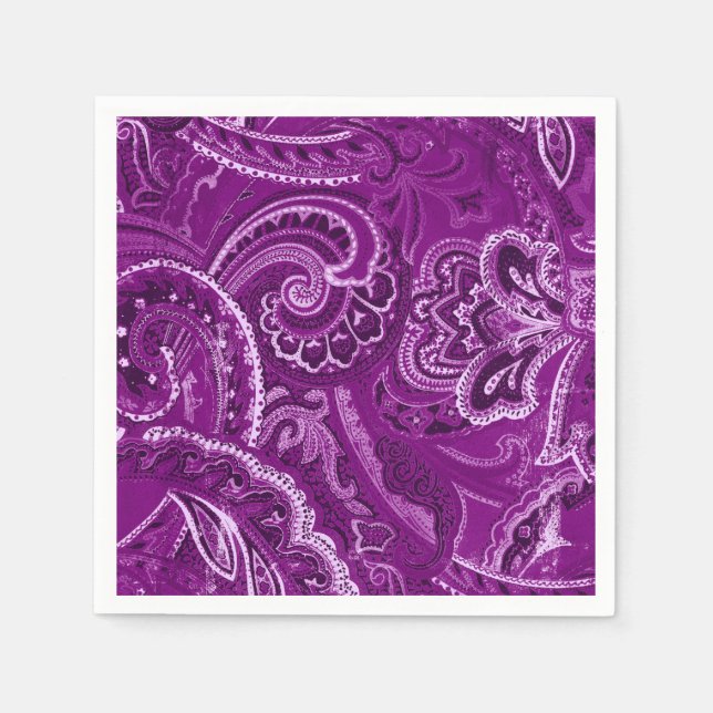 Serviette En Papier Purple Retro Paisley Bandanna/Bandana (Devant)