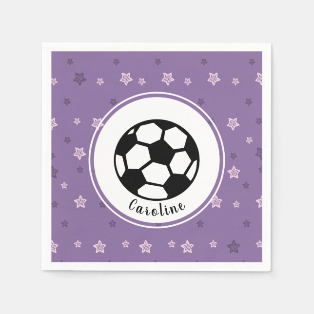 Serviette En Papier Purple Soccer Party Pink Star Sports Personnalisé (Devant)