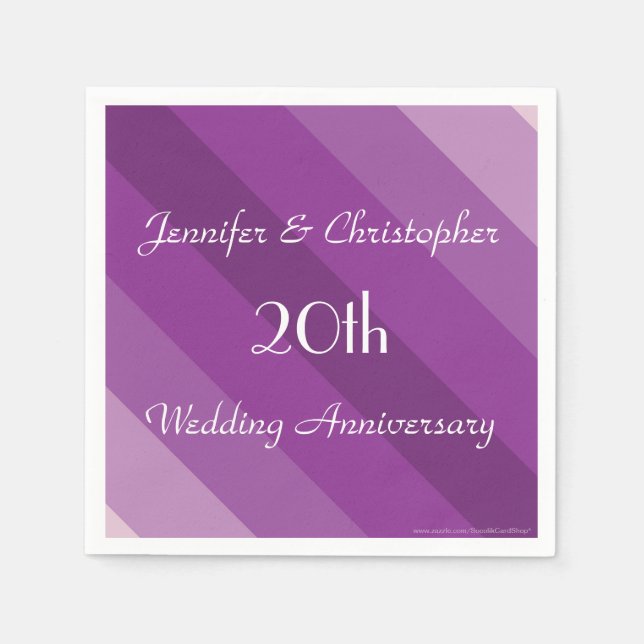 Serviette En Papier Purple Stripe 20e Mariage Anniversaire papier (Devant)