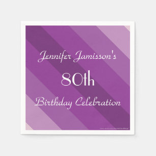 Serviette En Papier Purple Stripe Document de fête du 80e anniversair