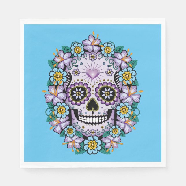 Serviette En Papier Purple Sugar Skull (Devant)