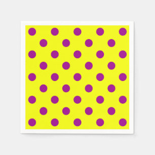 Serviette En Papier Purple Sur Motif Pois Jaune