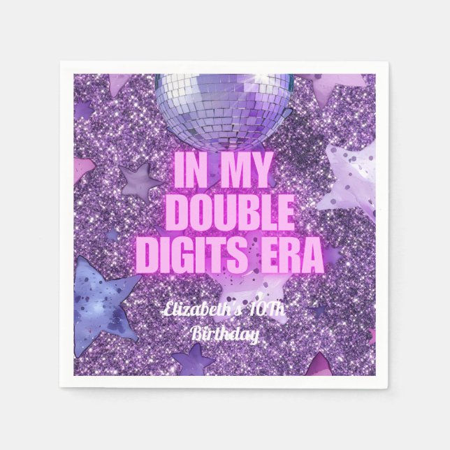 Serviette En Papier Purple Trendy Dans Mes Double Chiffres Era Anniver (Devant)