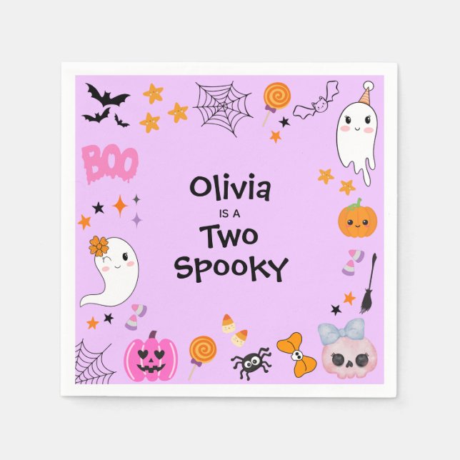 Serviette En Papier Purple Two Spooky  Cute Halloween 2nd Birthday (Devant)