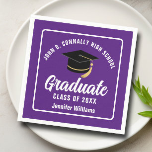 Serviette En Papier Purple White Graduate Custom 2025 Graduation Party