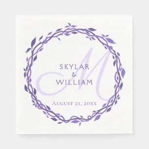 Serviette En Papier Purple Woodsy Mariage Ultra Violet Chic Wreath