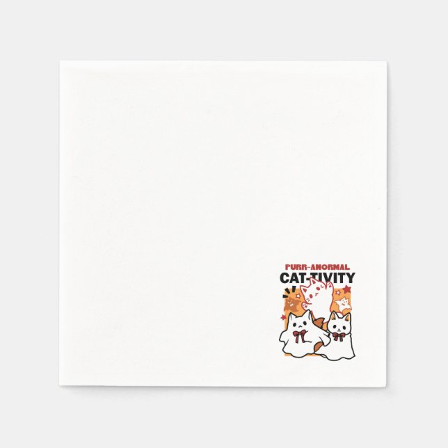 Serviette En Papier Purr-anormal Cat Cat mignonne Halloween Conception (Devant)