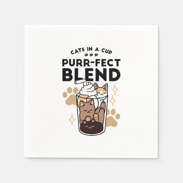 Serviette En Papier Purr-fect Blend : Cat and Coffee Art for Pet Lover (Devant)