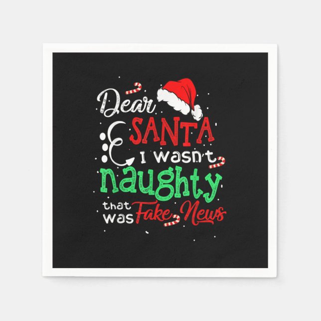 Serviette En Papier Pyjama de Noël Je n'étais pas vilain Cher Père Noë (Devant)
