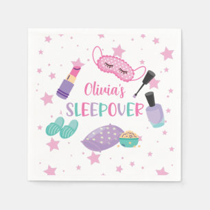 Serviette En Papier Pyjama party rose violet préado