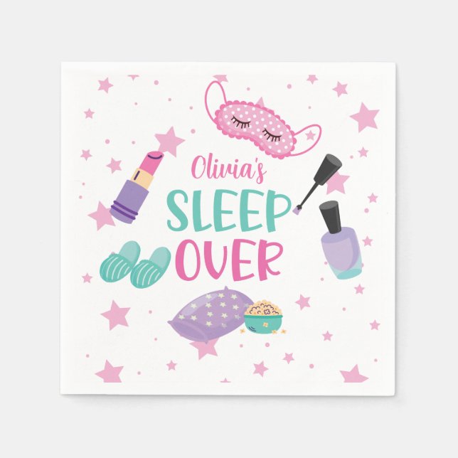 Serviette En Papier Pyjama party rose violet préado (Devant)