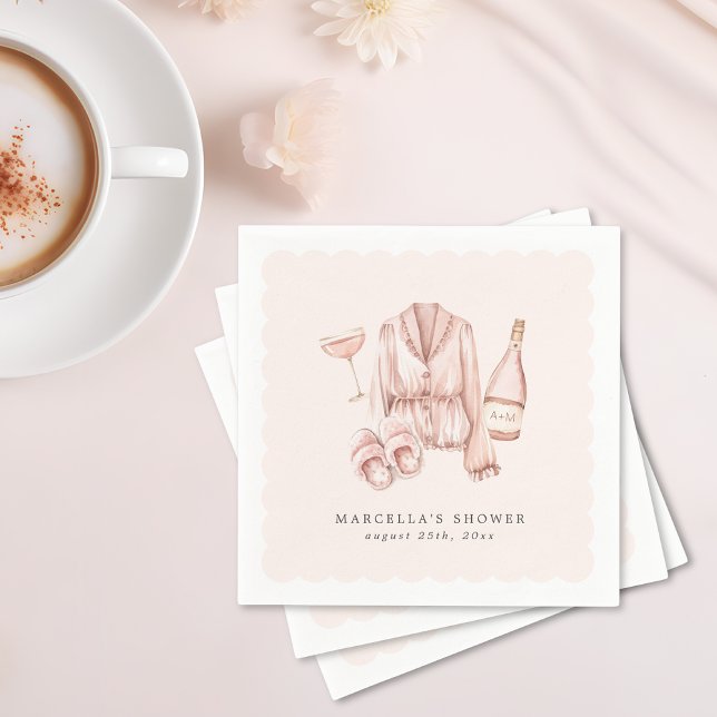 Serviette En Papier Pyjama & Prosecco Enterrement de Vie de Jeune Fill (Créateur téléchargé)