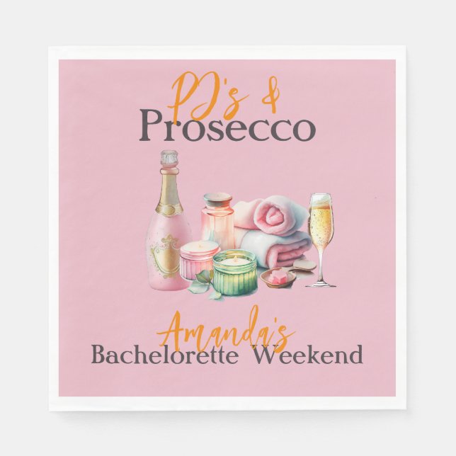 Serviette En Papier Pyjamas et Prosecco Rose Spa Enterrement de Vie de (Devant)