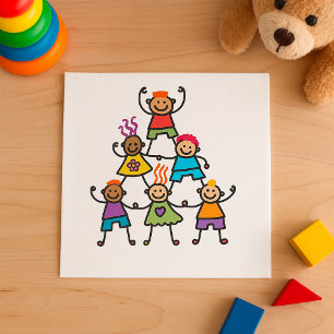 Serviette En Papier Pyramide de l'Amitié des Enfants Colorés