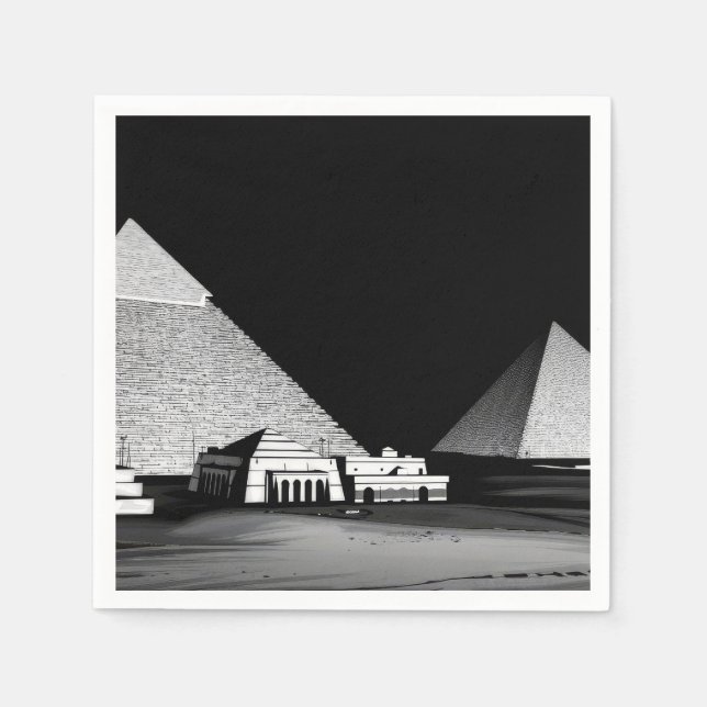 Serviette En Papier Pyramides noires et blanches (Devant)
