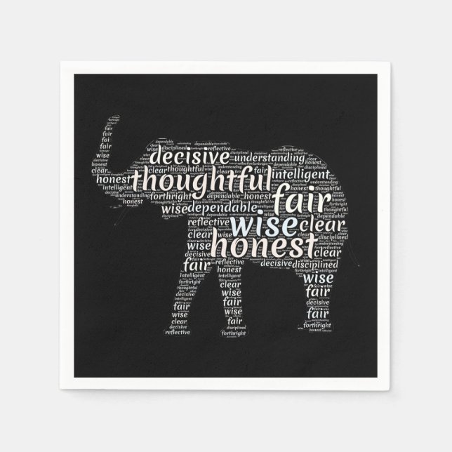 Serviette En Papier Qualités d'un nuage de mots d'éléphant (Devant)