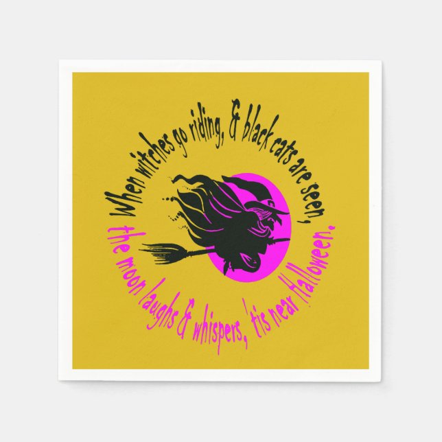 Serviette En Papier Quand Les Sorcières Vont À L'Équitation Près D'Hal (Devant)