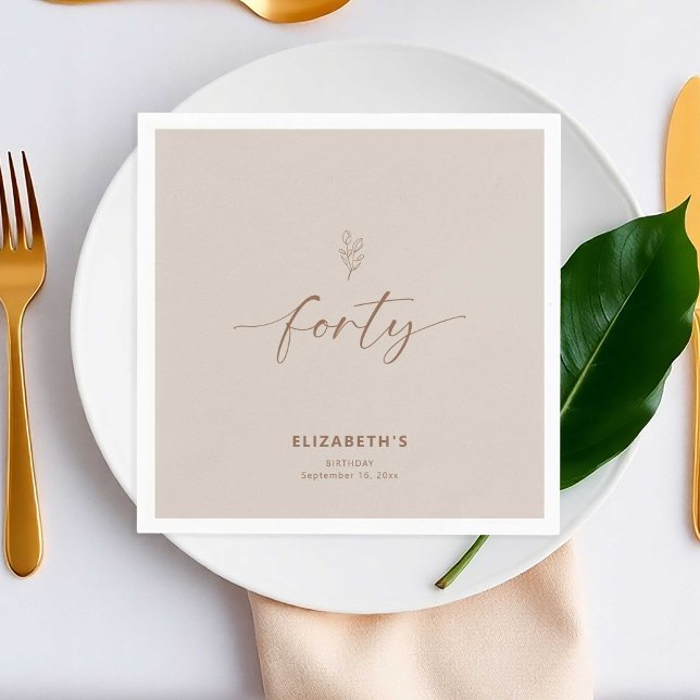 Serviette En Papier Quarante 40e anniversaire Elégant minimal (Créateur téléchargé)