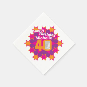 Serviette En Papier quarantième photo d'anniversaire et serviettes