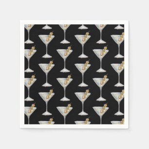 Serviette En Papier Quarantini Martini Cocktail Motif Noir