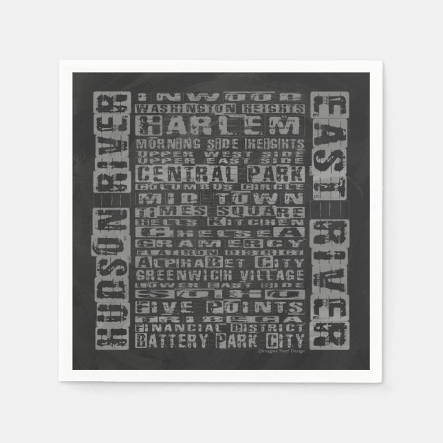 Serviette En Papier Quartiers de New York en gris (Devant)